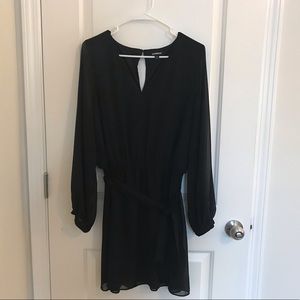 Express cinched waist black dress